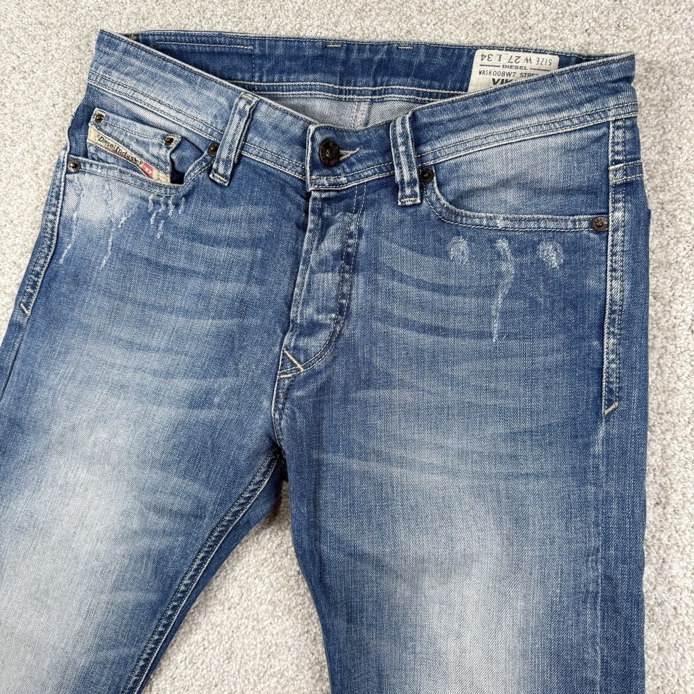 Diesel Mens Viker 008W7 Straight Leg‎ Light Wash Button Fly Jeans Sz 27x34